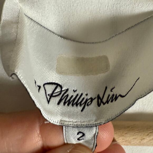 3.1 Phillip Lim High Low Painted White Striped Sleeveless V-Neck Midi Dress 2 - Picture 14 of 15